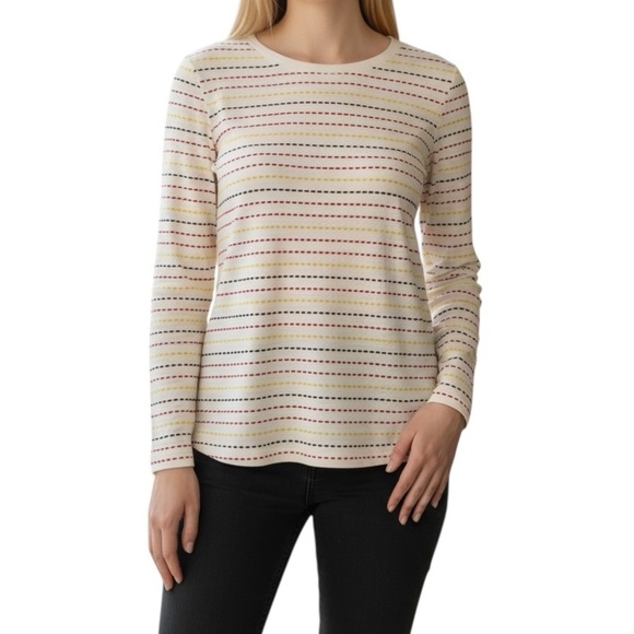 Talbots 100% cotton embroidered striped tunic top XL - Picture 2 of 11